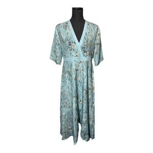 NWT Blue Women’s Dress with Floral Print Fairycore Cottagecore Boho Casual
